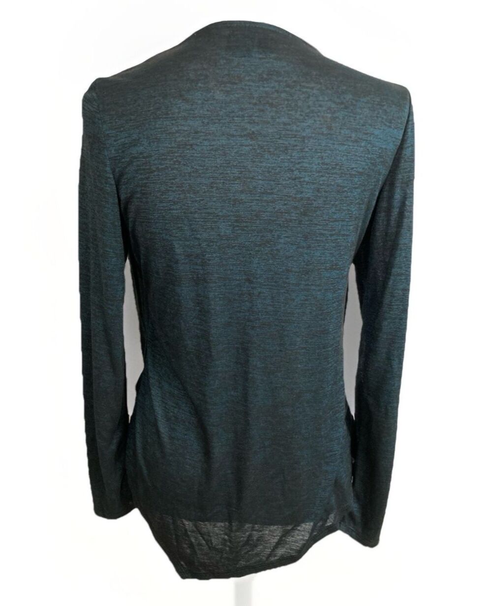 New Directions Womens S Green Sparkle Lagenlook Long Sleeve Blouse Casual Top - Picture 2 of 6